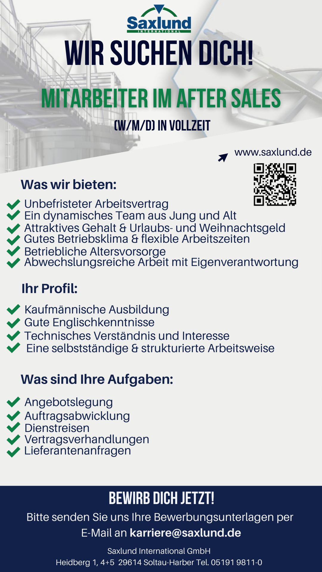 Stellenanzeige After Sales