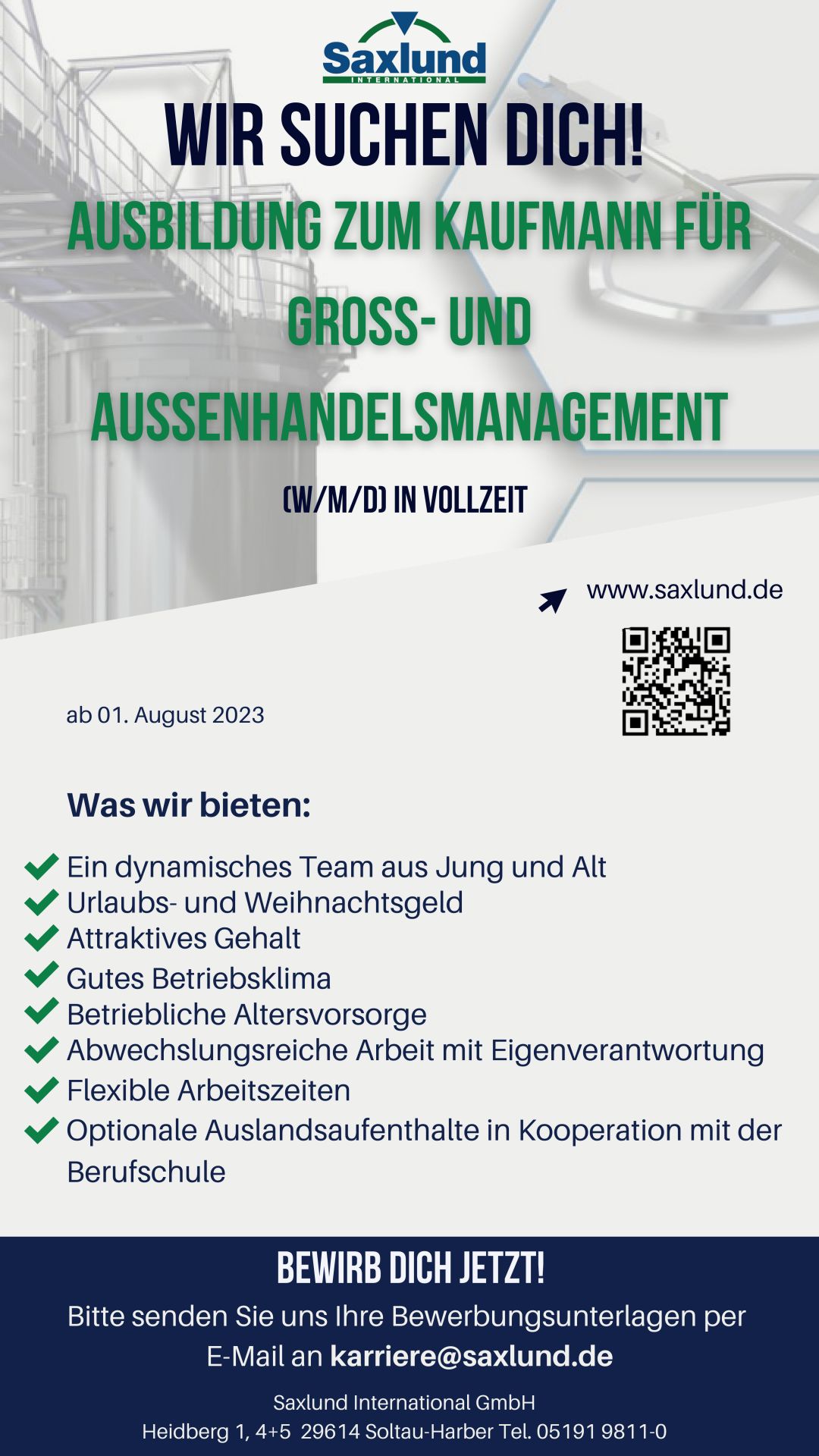 Stellenanzeige Azubi Gross- und Aussenhandelsmanagement